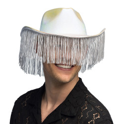 Dámský kovbojský klobouk s třásněmi bílý